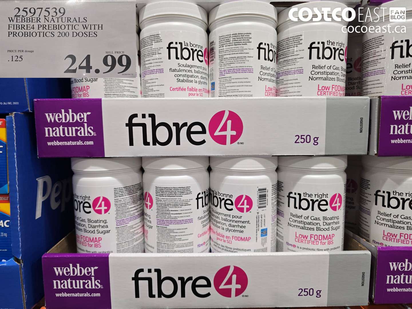 2597539 WEBBER NATURALS FIBRE4 PREBIOTIC WITH PROBIOTICS 200 DOSES $24.99