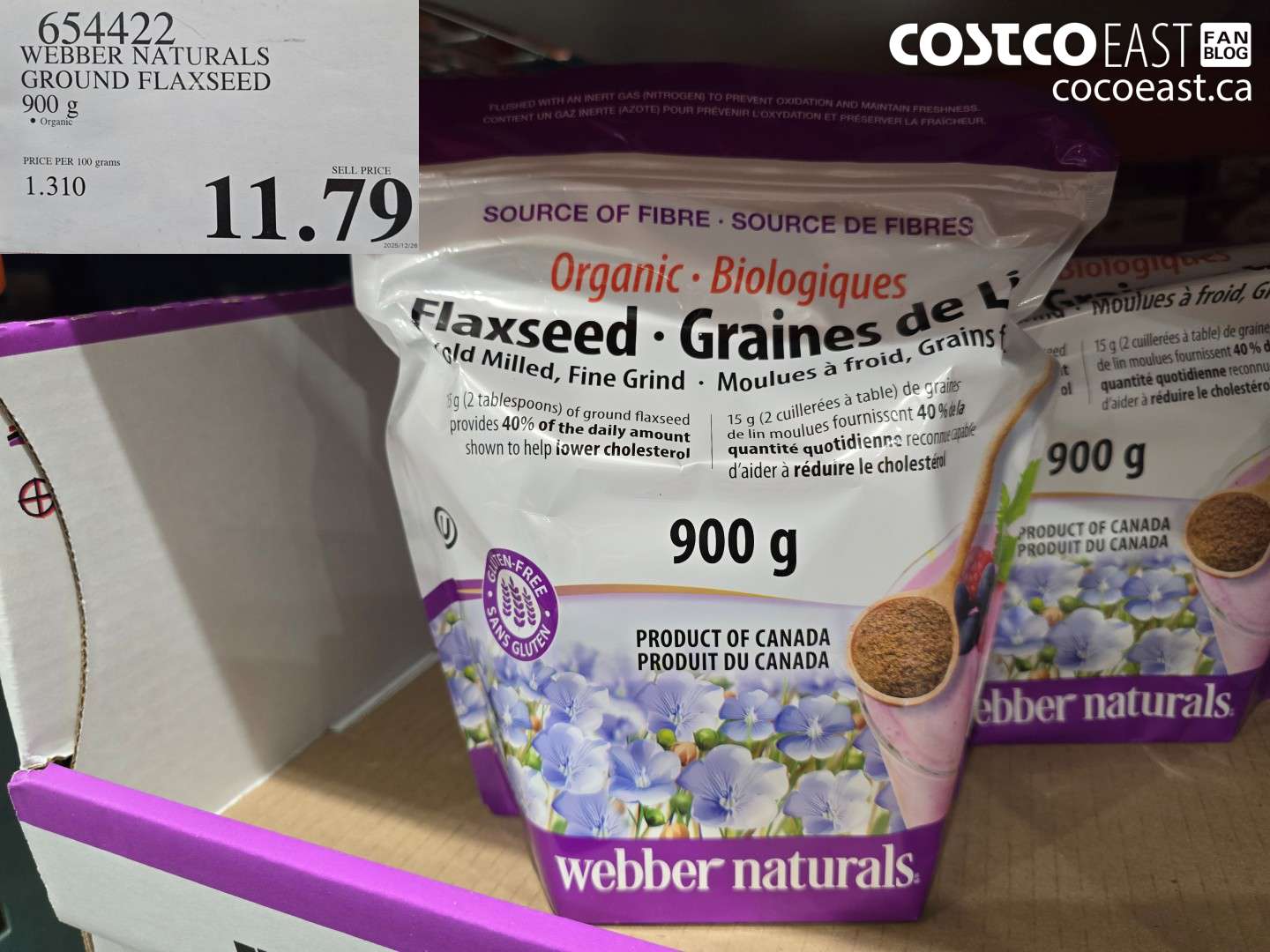 654422 WEBBER NATURALS GROUND FLAXSEED 900 G $11.79