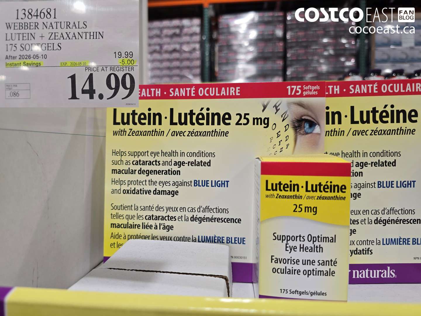 1384681 WEBBER NATURALS LUTEIN + ZEAXANTHIN 175 SOFTGELS ($5.00 INSTANT SAVINGS EXPIRES ON 2026-05-10) $14.99
