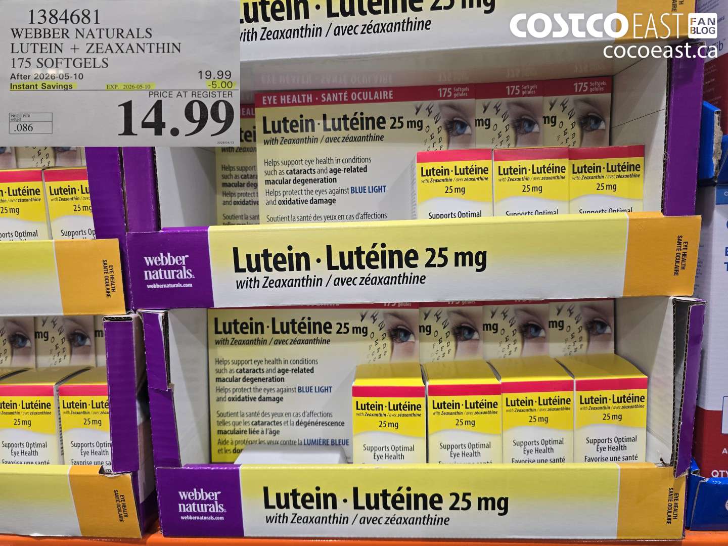 1384681 WEBBER NATURALS LUTEIN + ZEAXANTHIN 175 SOFTGELS ($5.00 INSTANT SAVINGS EXPIRES ON 2026-05-10) $14.99