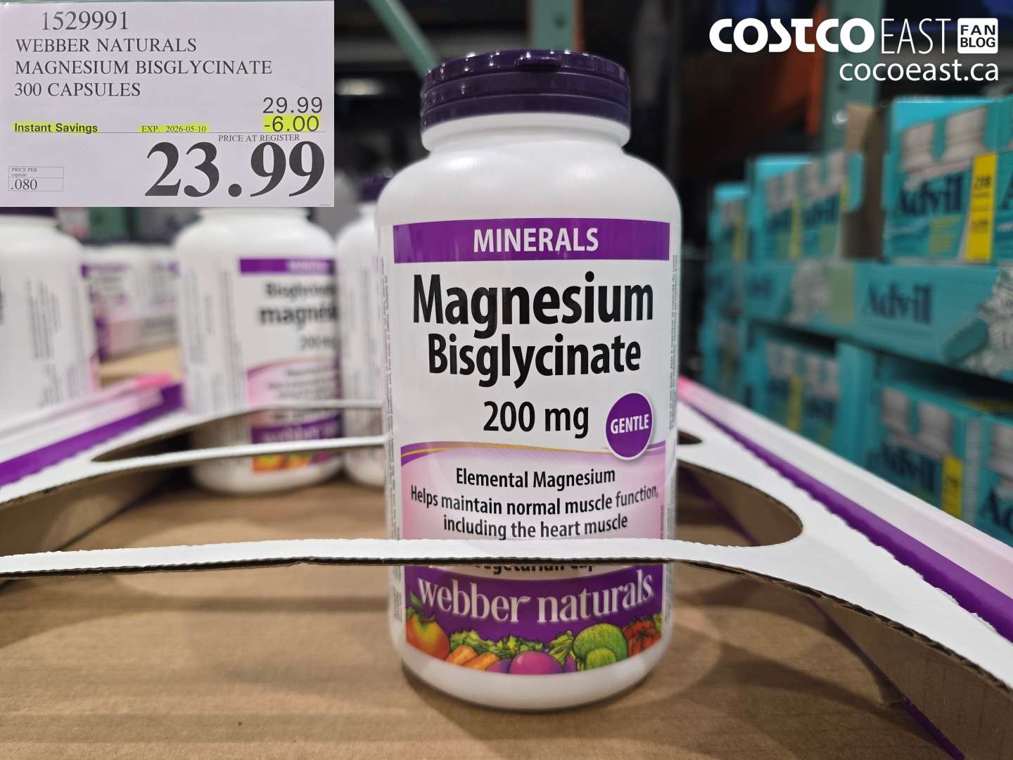 1529991 WEBBER NATURALS MAGNESIUM BISGLYCINATE 300 CAPSULES ($6.00 INSTANT SAVINGS EXPIRES ON 2026-05-10) $23.99