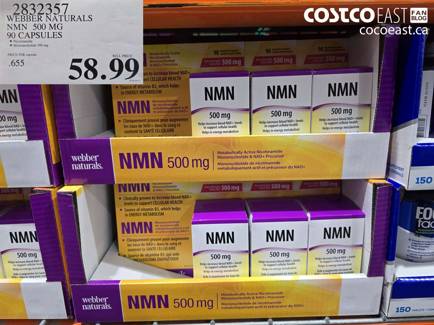 2832357 WEBBER NATURALS NMN 500 MG 90 CAPSULES $58.99