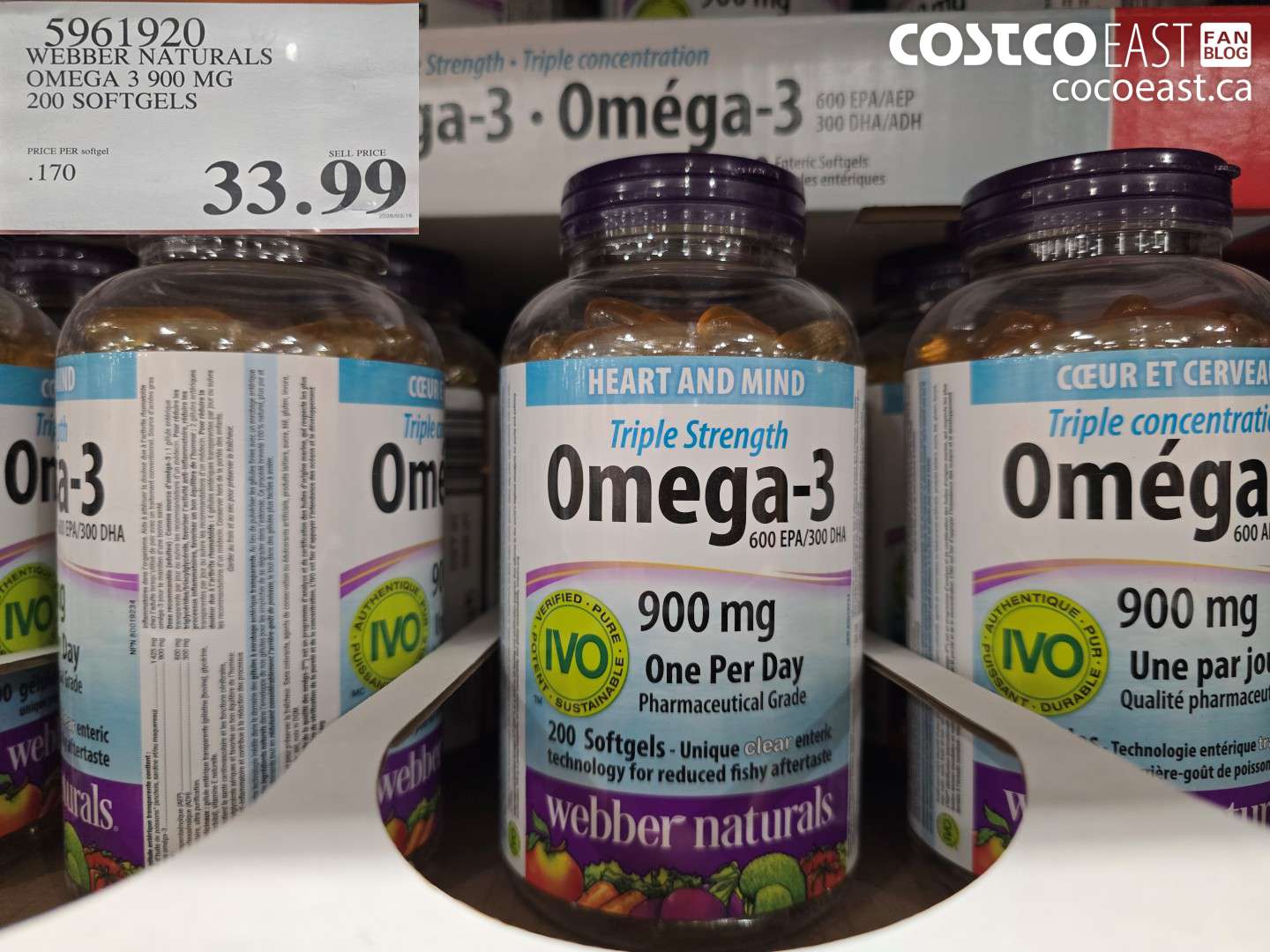5961920 WEBBER NATURALS OMEGA 3 900 MG 200 SOFTGELS $33.99
