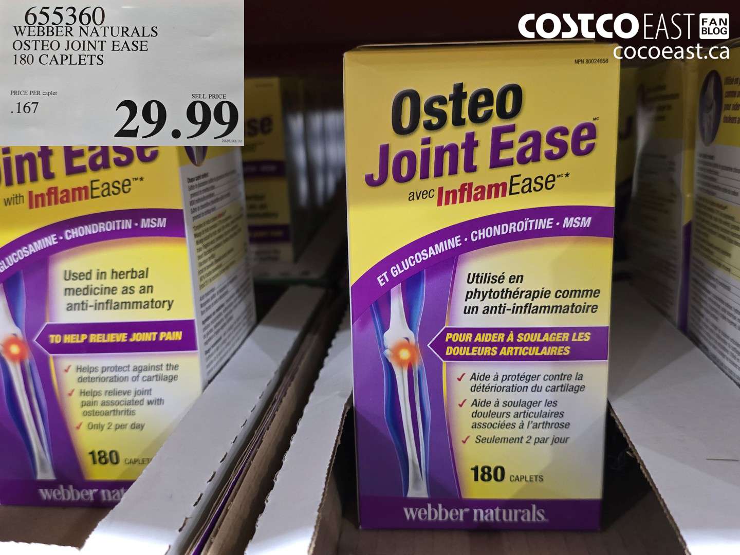 655360 WEBBER NATURALS OSTEO JOINT EASE 180 CAPLETS $29.99