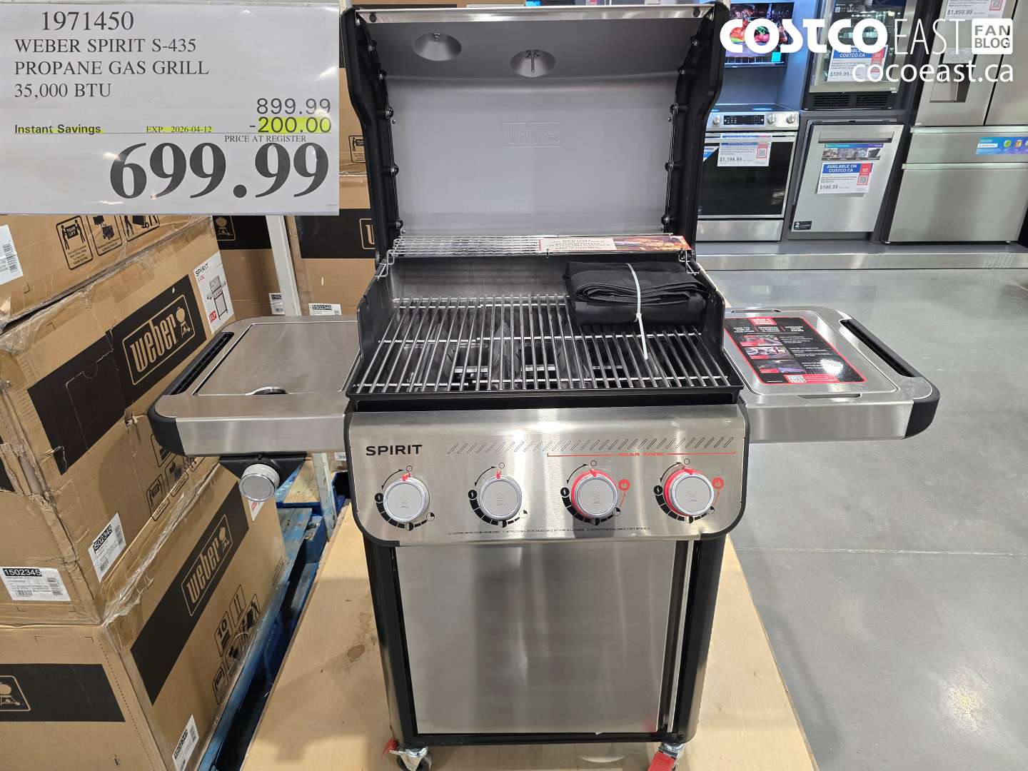 1971450 WEBER SPIRIT S-435 PROPANE GAS GRILL 35,000 BTU ($200.00 INSTANT SAVINGS EXPIRES ON 2026-04-12) $699.99