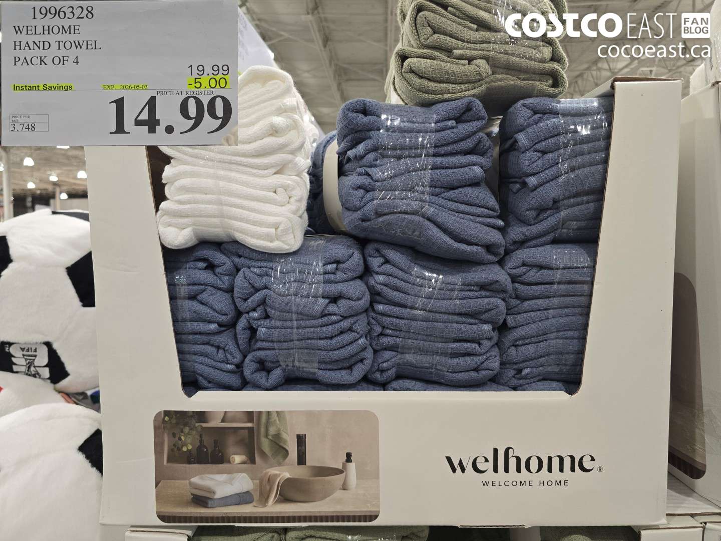 1996328 WELHOME HAND TOWEL PACK OF 4 ($5.00 INSTANT SAVINGS EXPIRES ON 2026-05-03) $14.99