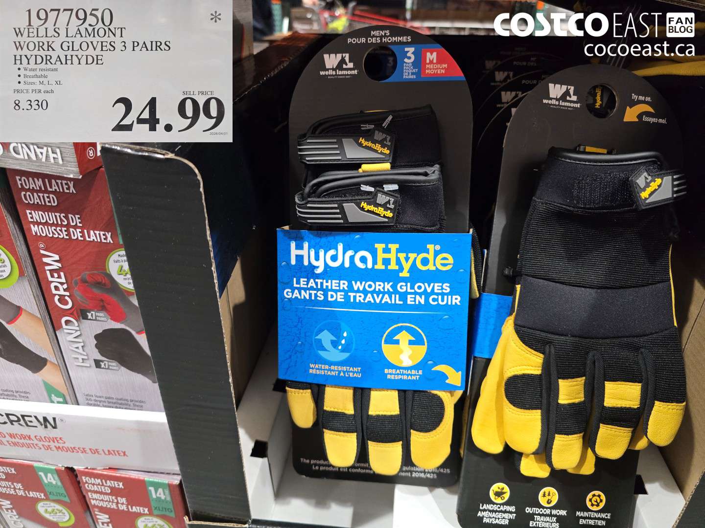 1977950 WELLS LAMONT WORK GLOVES 3 PAIRS HYDRAHYDE $24.99