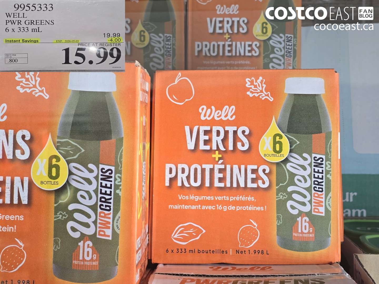 9955333 WELL PWR GREENS 6 X 333 ML ($4.00 INSTANT SAVINGS EXPIRES ON 2026-05-03) $15.99