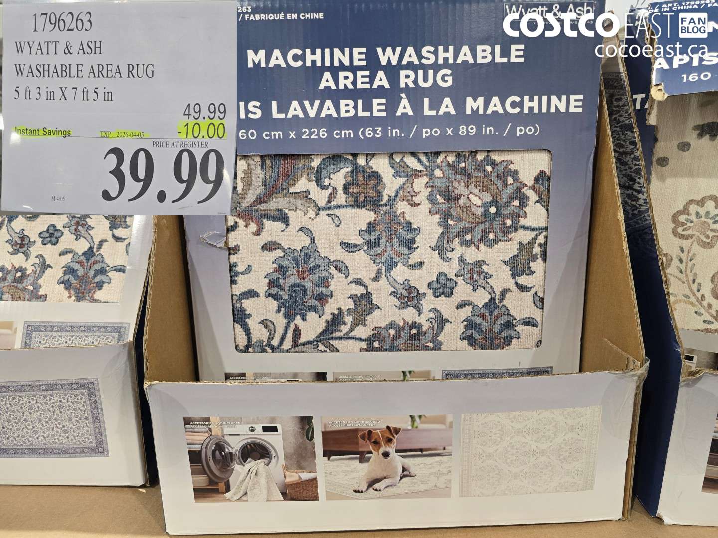 1796263 WYATT & ASH WASHABLE AREA RUG 5 FT 3 IN X 7 FT 5 IN ($10.00 INSTANT SAVINGS EXPIRES ON 2026-04-05) $39.99