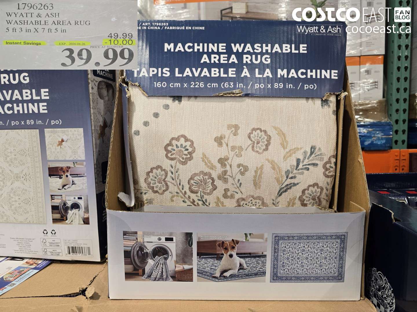 1796263 WYATT & ASH WASHABLE AREA RUG 5 FT 3 IN X 7 FT 5 IN ($10.00 INSTANT SAVINGS EXPIRES ON 2026-04-26) $39.99