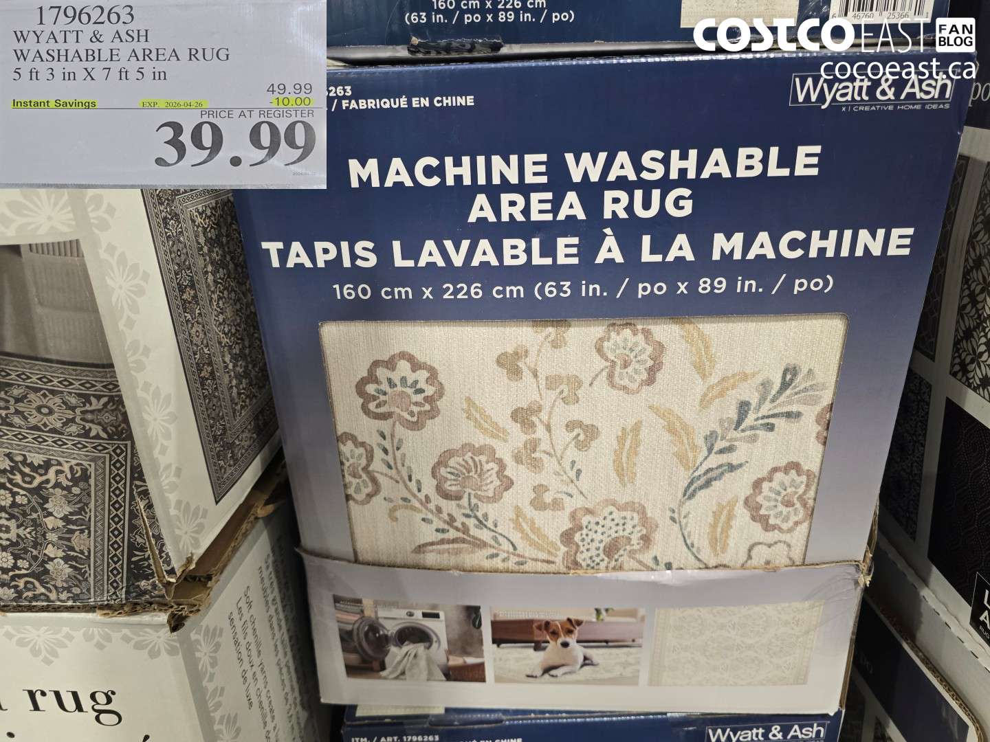 1796263 WYATT & ASH WASHABLE AREA RUG 5 FT 3 IN X 7 FT 5 IN ($10.00 INSTANT SAVINGS EXPIRES ON 2026-04-26) $39.99