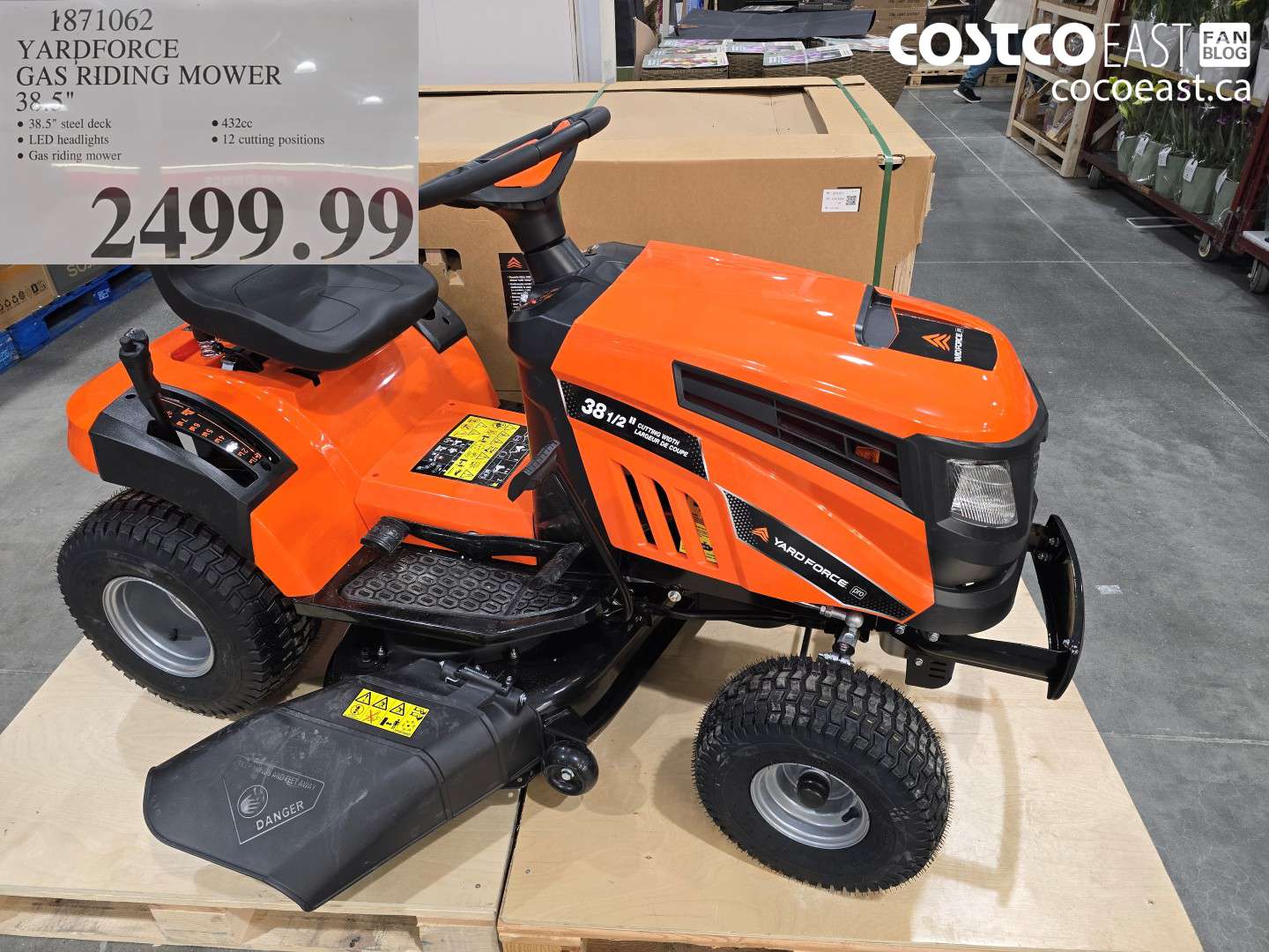 1871062 YARDFORCE GAS RIDING MOWER 38.5