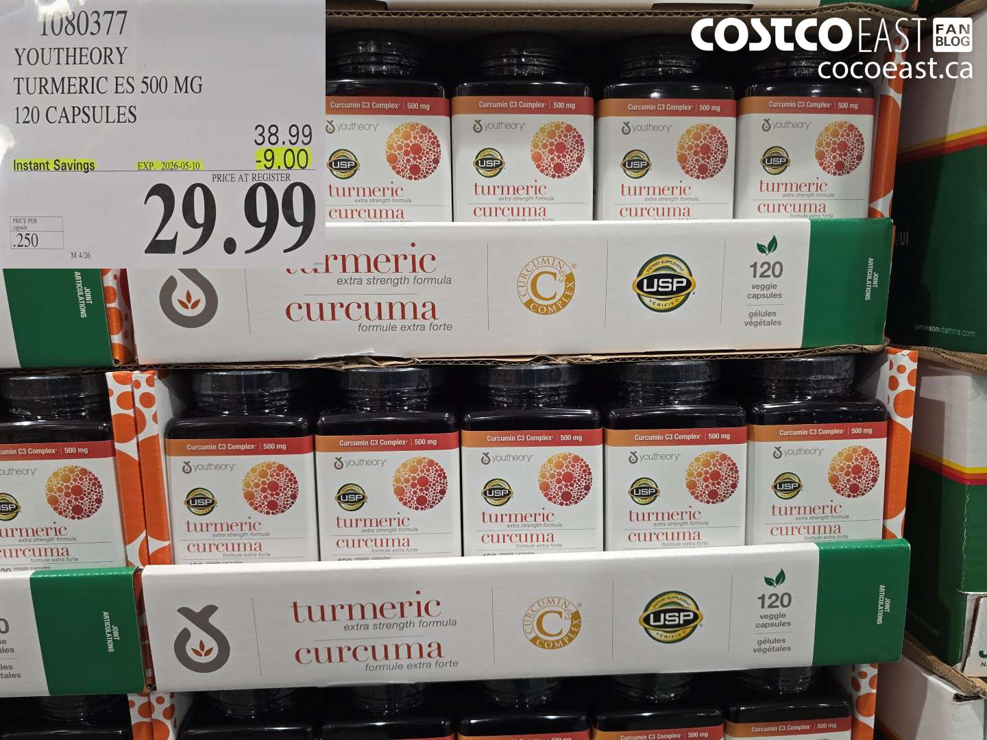 1080377 YOUTHEORY TURMERIC ES 500 MG 120 CAPSULES ($9.00 INSTANT SAVINGS EXPIRES ON 2026-05-10) $29.99