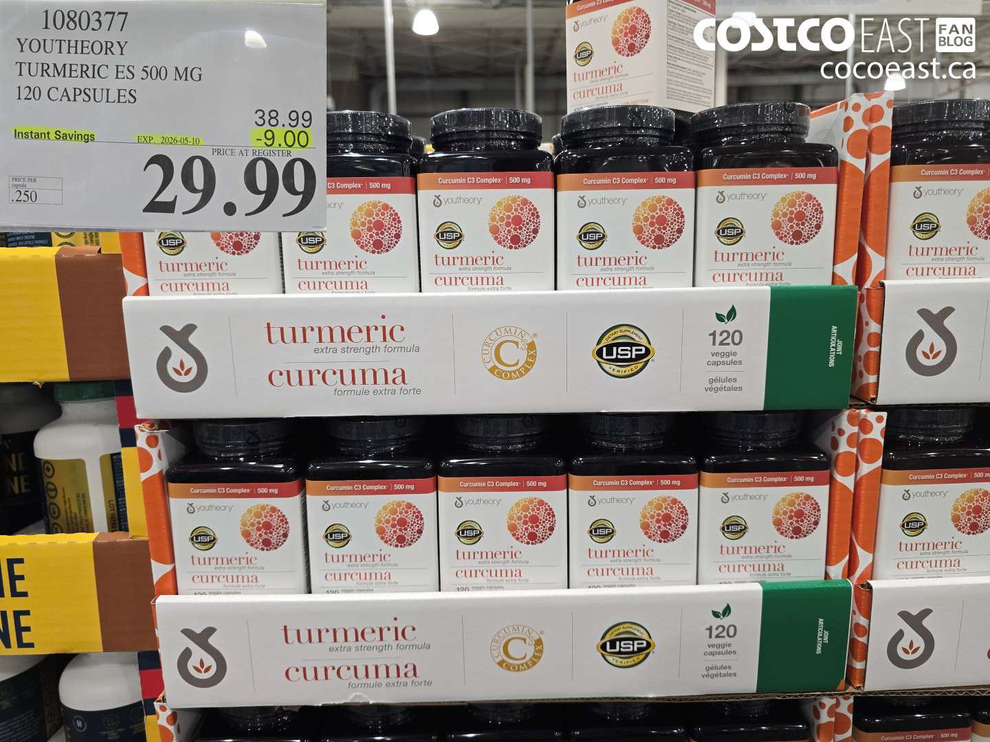 1080377 YOUTHEORY TURMERIC ES 500 MG 120 CAPSULES ($9.00 INSTANT SAVINGS EXPIRES ON 2026-05-10) $29.99