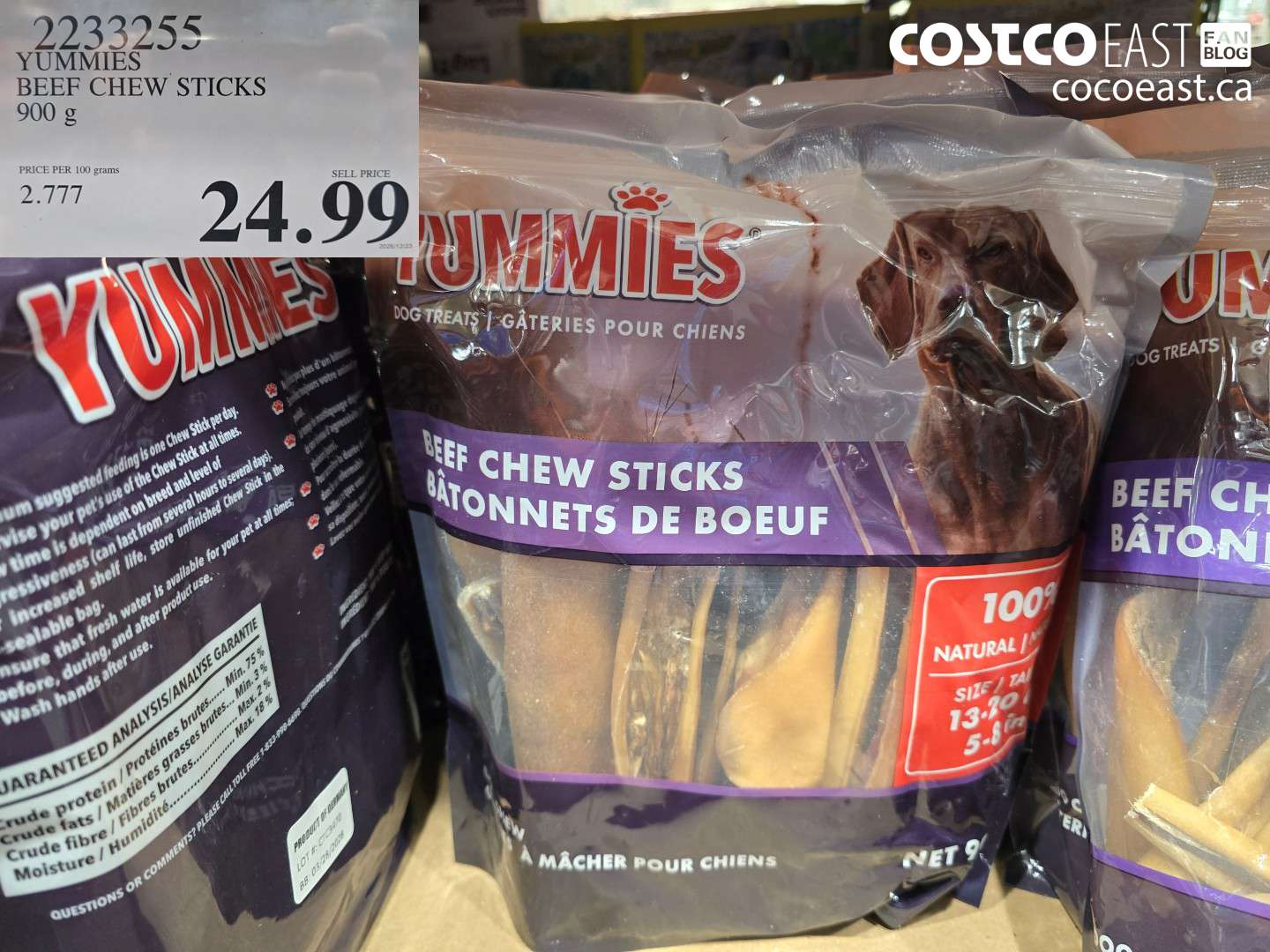 2233255 YUMMIES BEEF CHEW STICKS 900 G $24.99