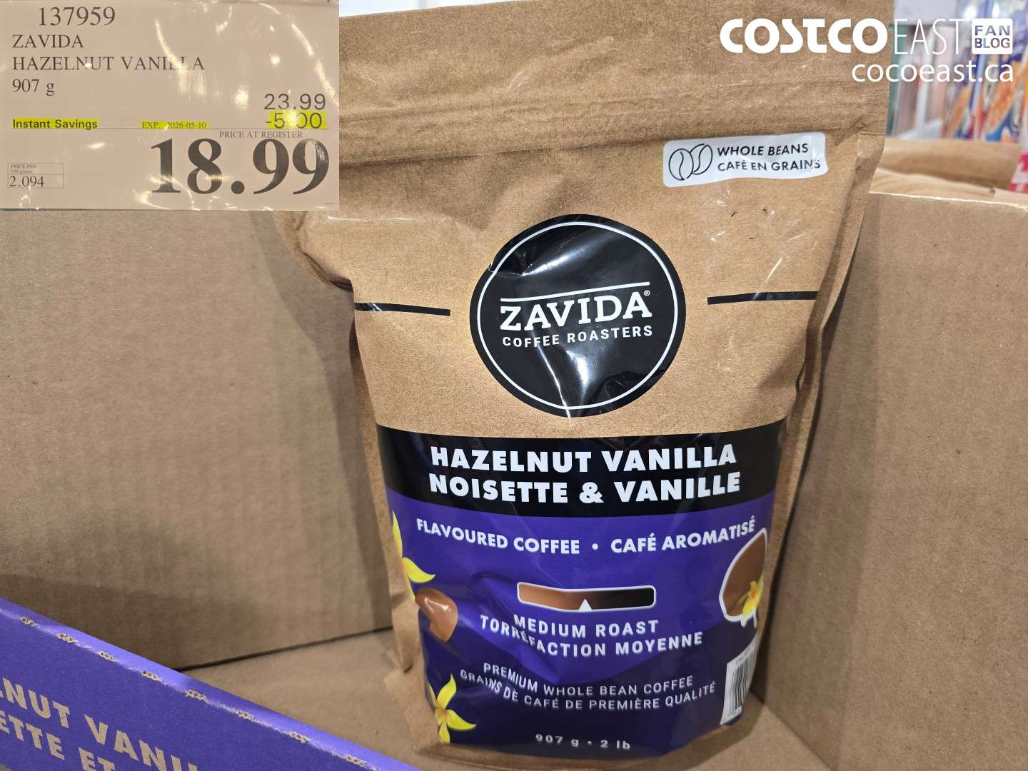 137959 ZAVIDA HAZELNUT VANILLA 907 G ($5.00 INSTANT SAVINGS EXPIRES ON 2026-05-10) $18.99