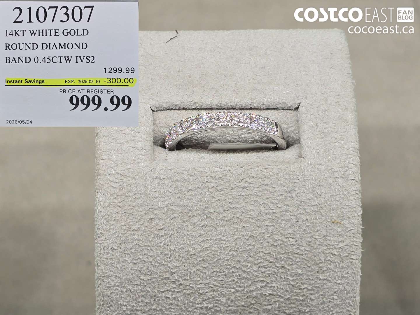 2107307 14KT WHITE GOLD ROUND DIAMOND BAND 0.45CTW IVS2 ($300.00 INSTANT SAVINGS EXPIRES ON 2026-05-10) $999.99