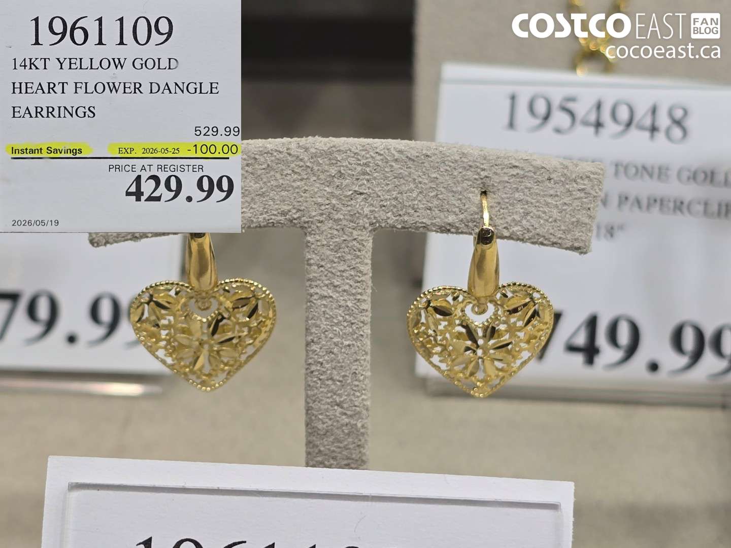 1961109 14KT YELLOW GOLD HEART FLOWER DANGLE EARRINGS ($100.00 INSTANT SAVINGS EXPIRES ON 2026-05-25) $429.99