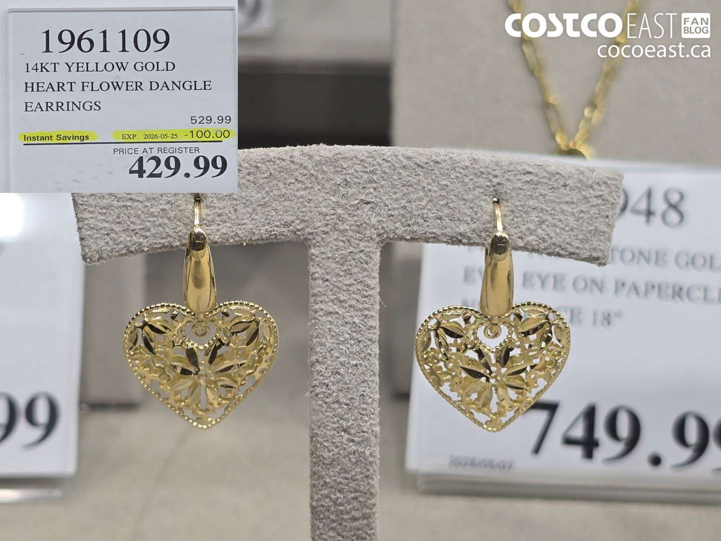 1961109 14KT YELLOW GOLD HEART FLOWER DANGLE EARRINGS ($100.00 INSTANT SAVINGS EXPIRES ON 2026-05-25) $429.99