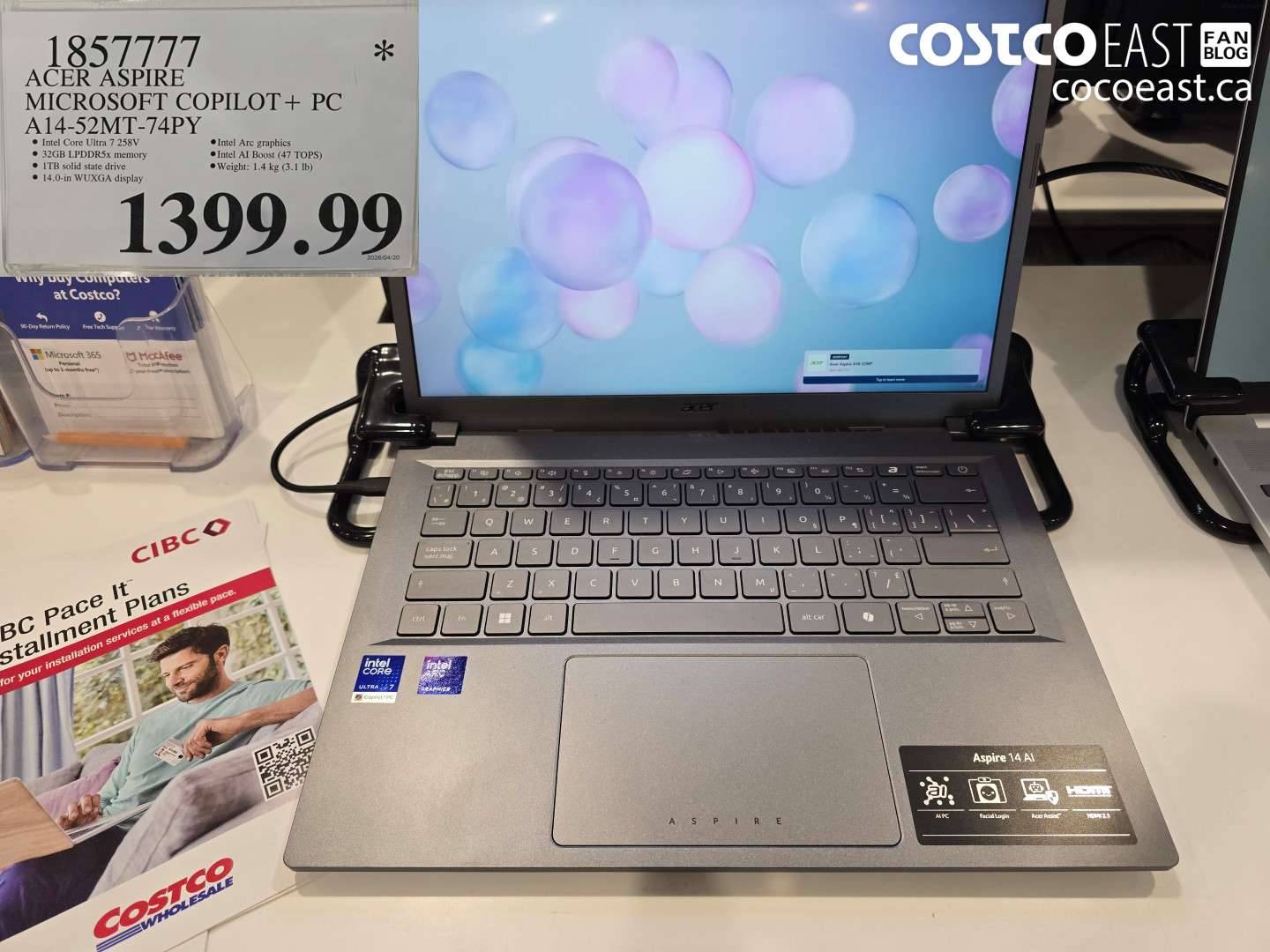 1851777 ACER ASPIRE MICROSOFT COPILOT + PC A14-52MT-74Y $1399.99