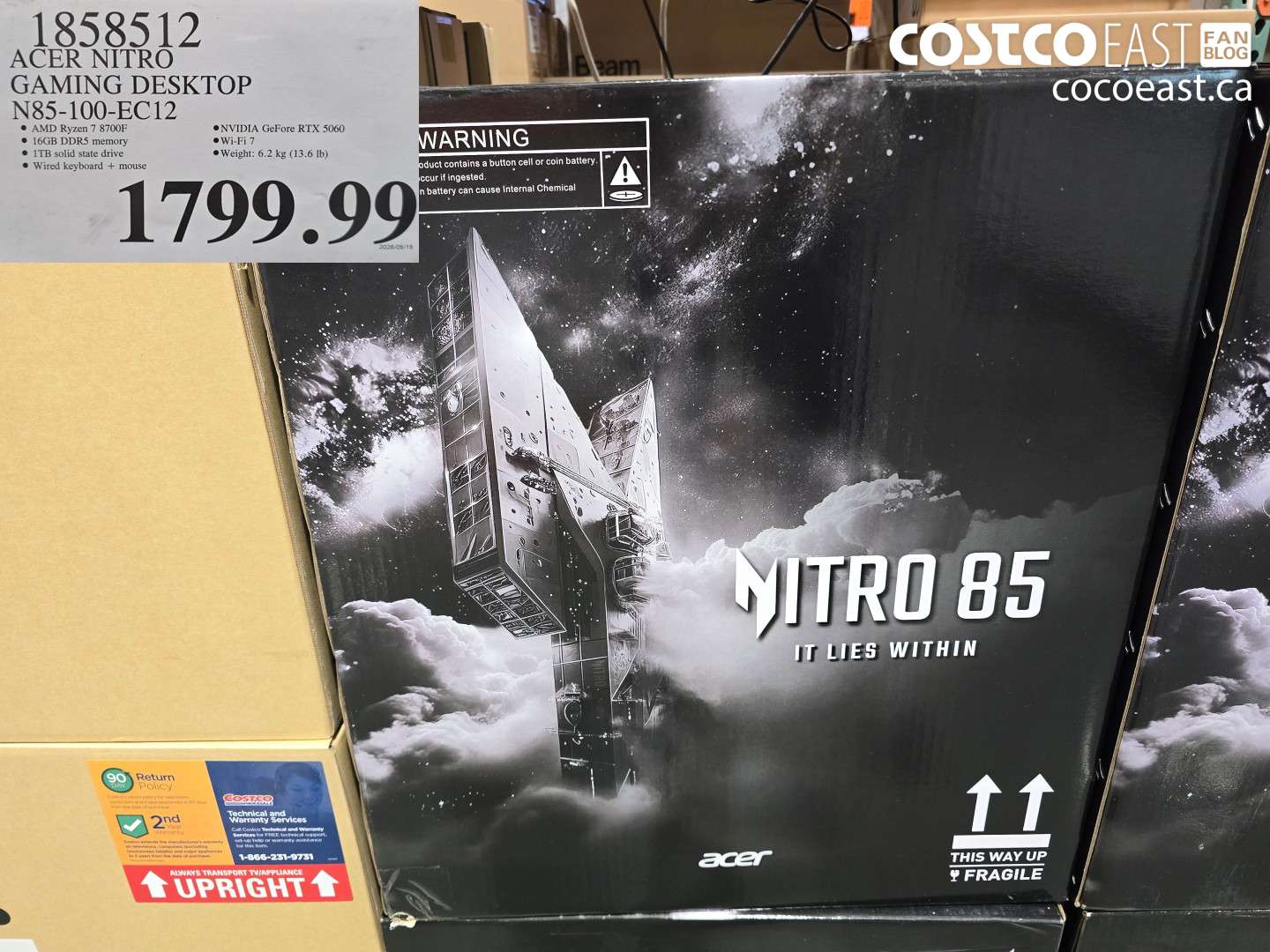 1858512 ACER NITRO GAMING DESKTOP N85-100-EC12 $1799.99