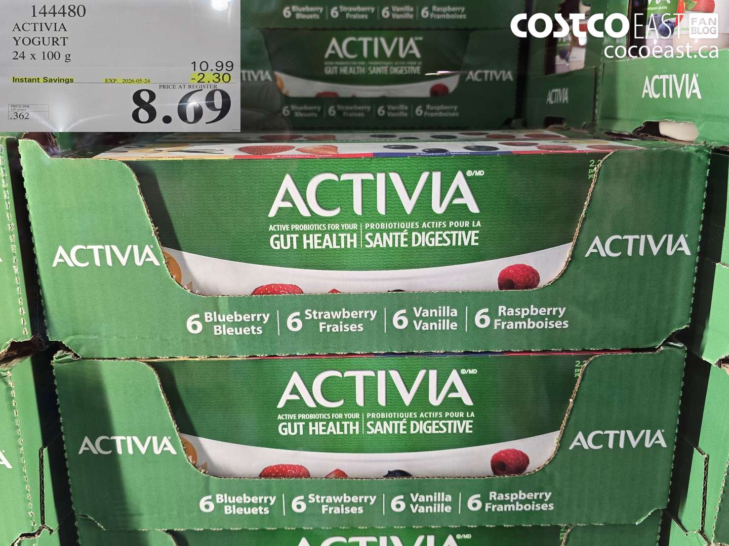 144480 ACTIVIA YOGURT 24 X 100 G ($2.30 INSTANT SAVINGS EXPIRES ON 2026-05-24) $8.69