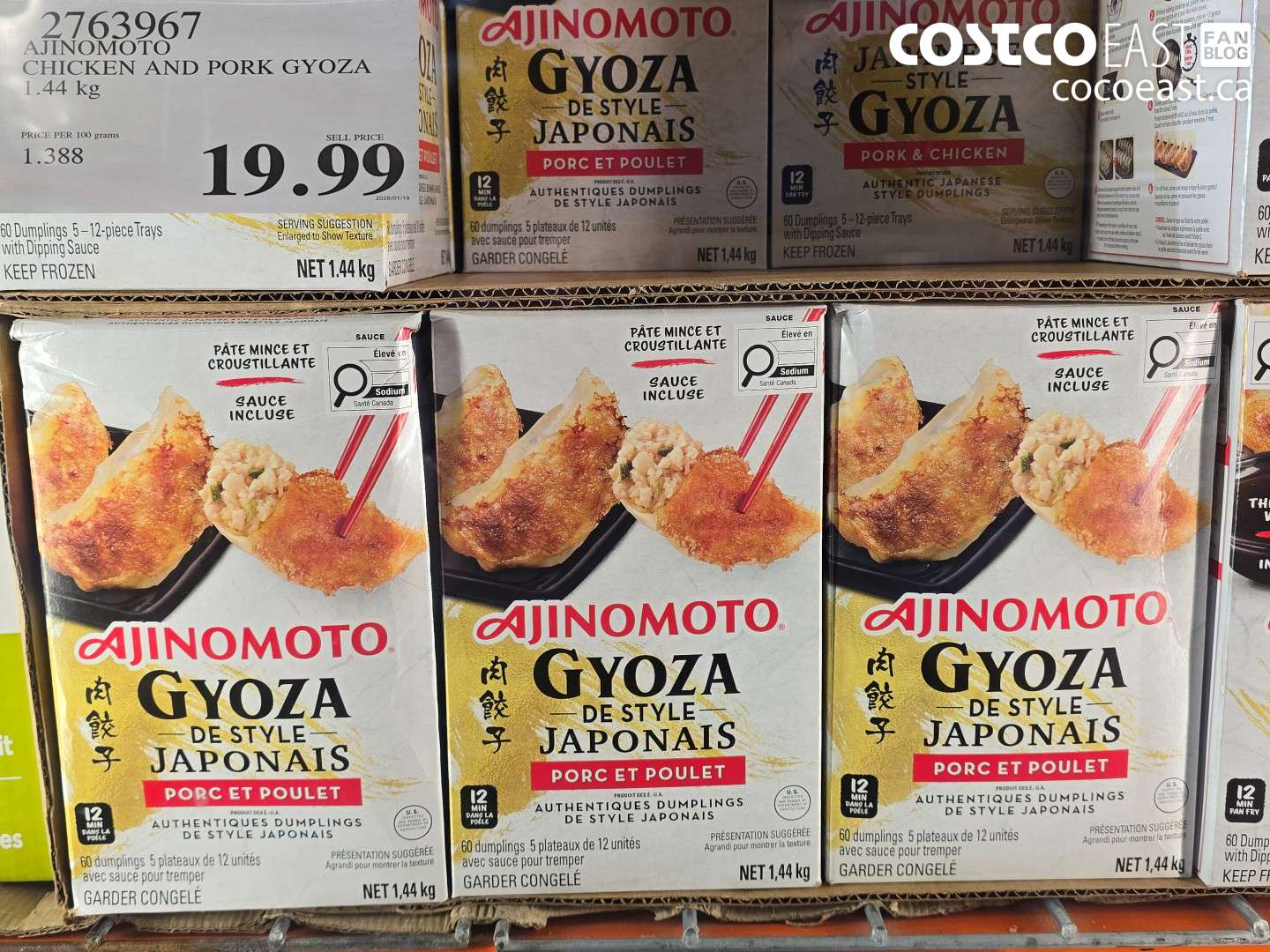 2763967 AJINOMOTO CHICKEN AND PORK GYOZA 1.44 KG $19.99