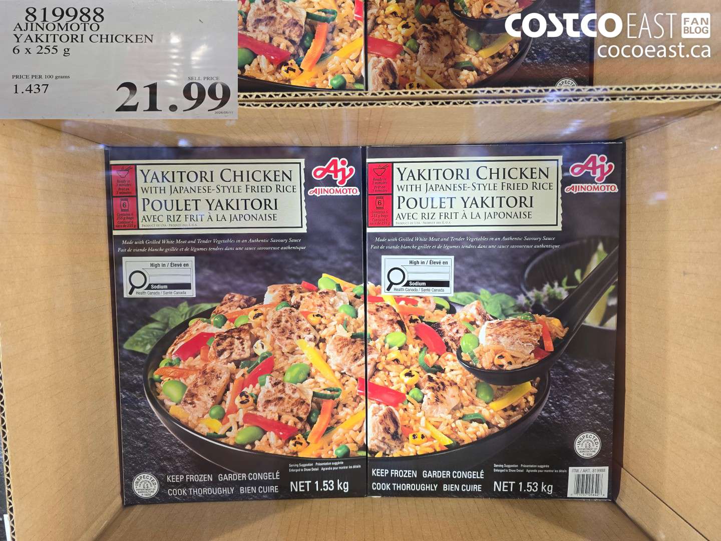 819988 AJINOMOTO YAKITORI CHICKEN 6 X 255 G $21.99