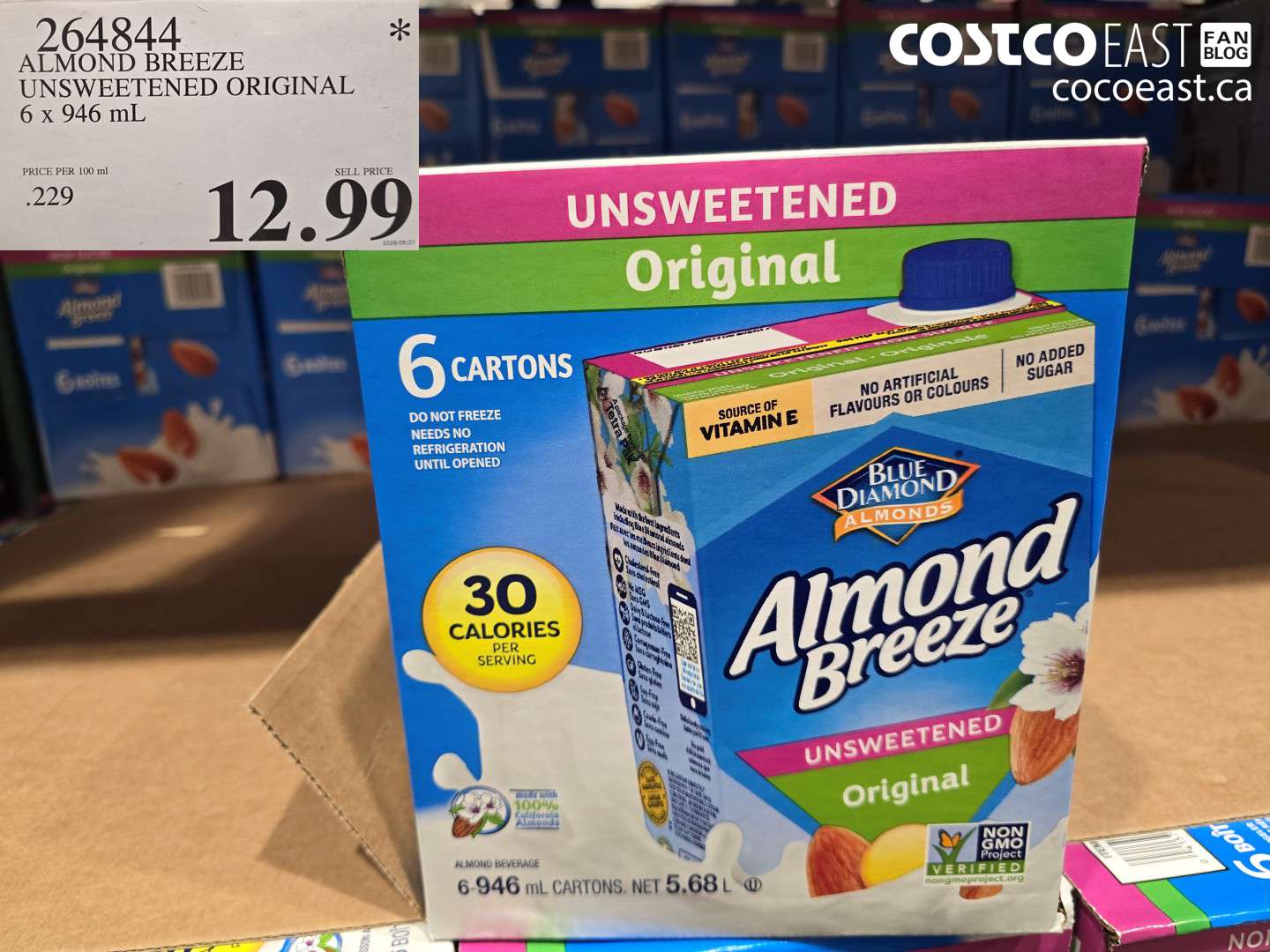 264844 ALMOND BREEZE UNSWEETENED ORIGINAL 6 X 946 ML $12.99