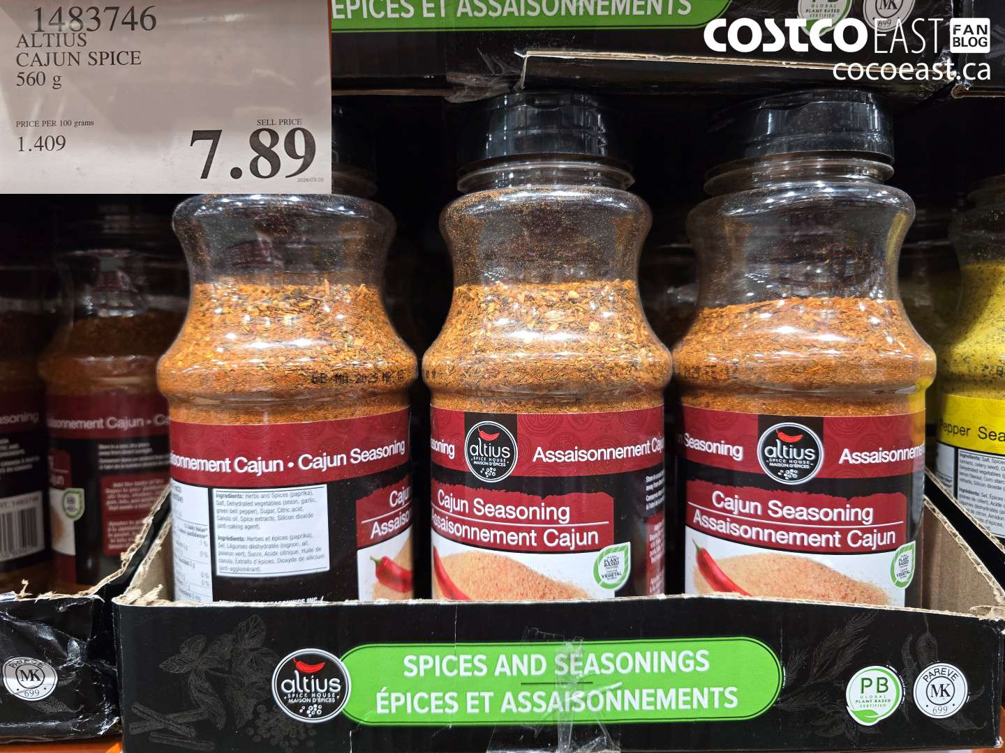 1483746 ALTIUS CAJUN SPICE 560 G $7.89