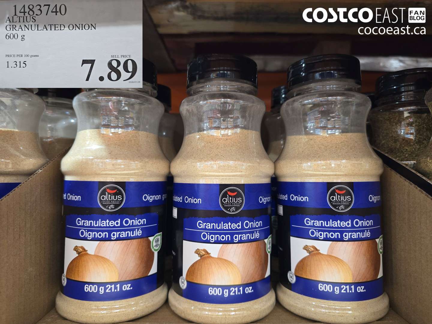 1483740 ALTIUS GRANULATED ONION 600 G $7.89