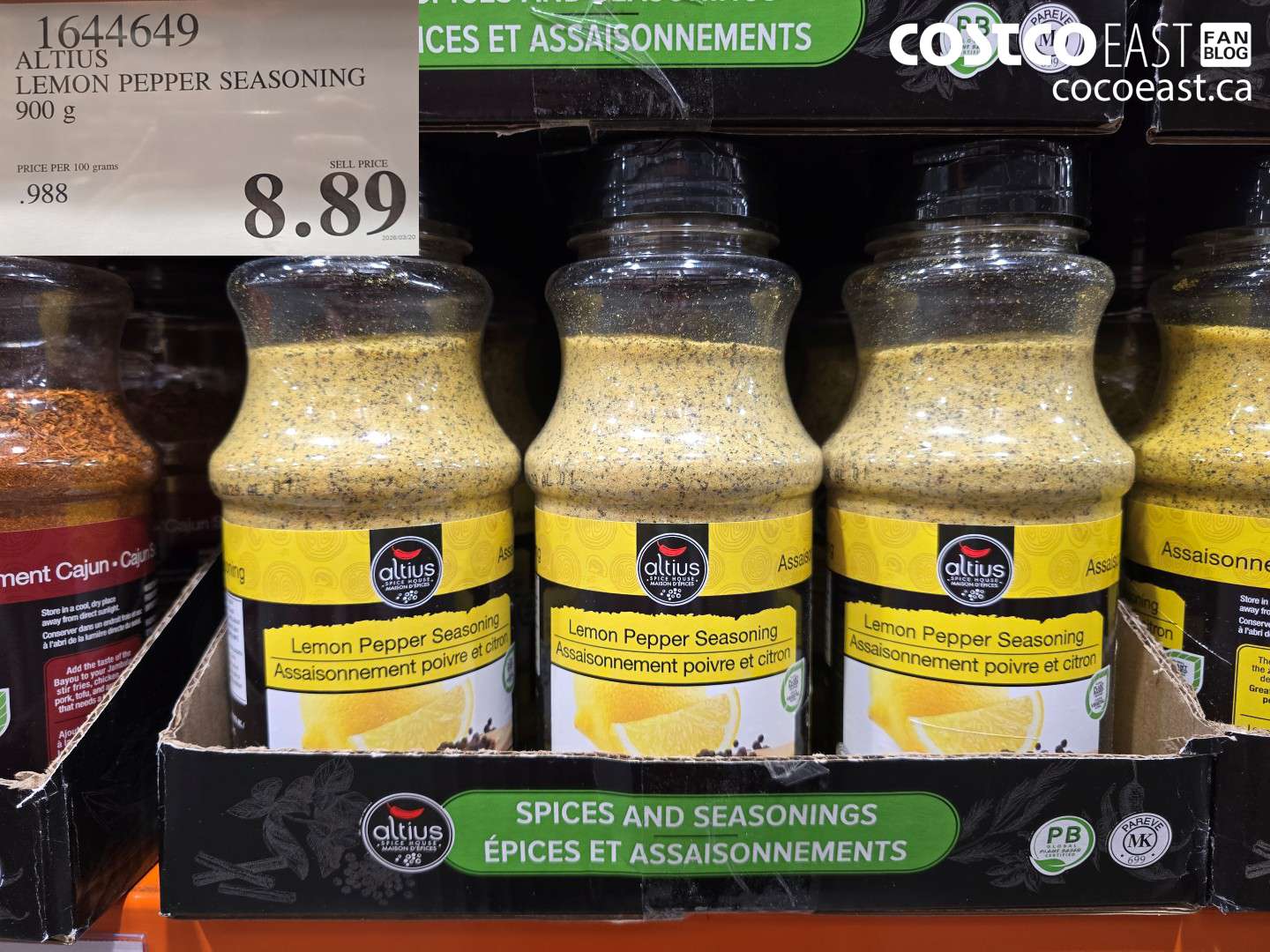 1644649 ALTIUS LEMON PEPPER SEASONING 900 G $8.89
