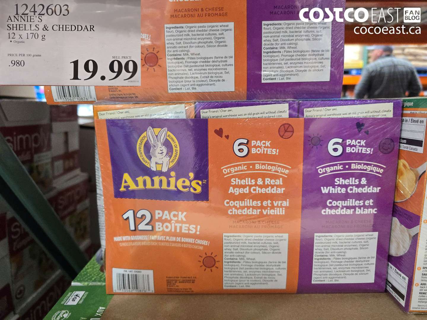 1242603 ANNIE'S SHELLS & CHEDDAR 12 X 170 G $19.99