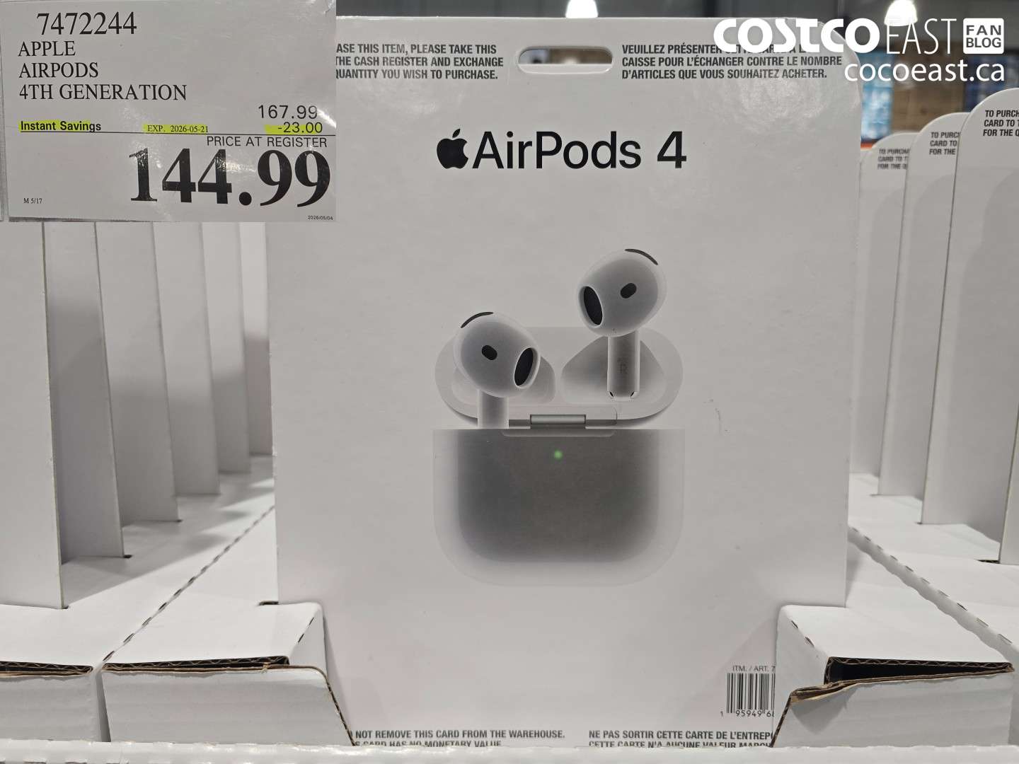 7472244 APPLE AIRPODS 4TH GENERATION ($23.00 INSTANT SAVINGS EXPIRES ON 2026-05-21) $144.99