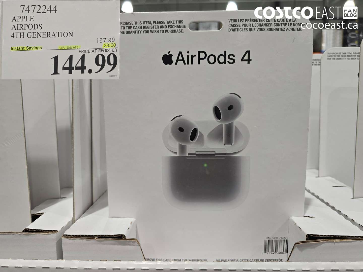 7472244 APPLE AIRPODS 4TH GENERATION ($23.00 INSTANT SAVINGS EXPIRES ON 2026-05-21) $144.99