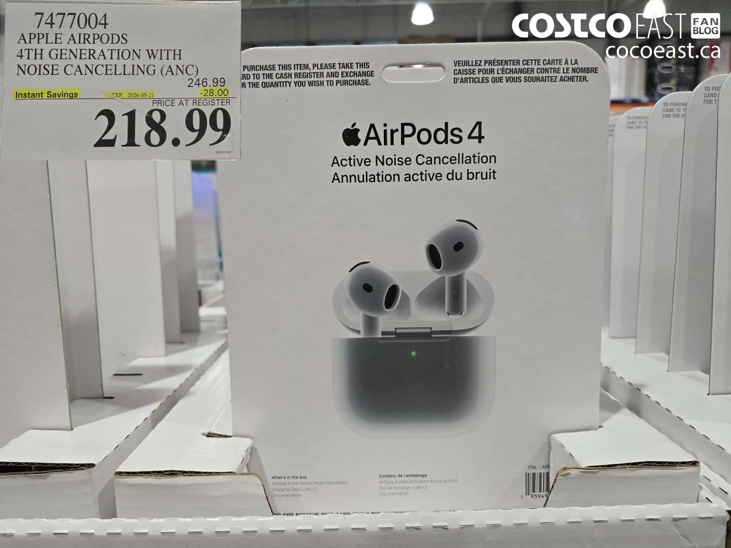 7477004 APPLE AIRPODS 4TH GENERATION WITH NOISE CANCELLING (ANC) ($28.00 INSTANT SAVINGS EXPIRES ON 2026-05-21) $218.99