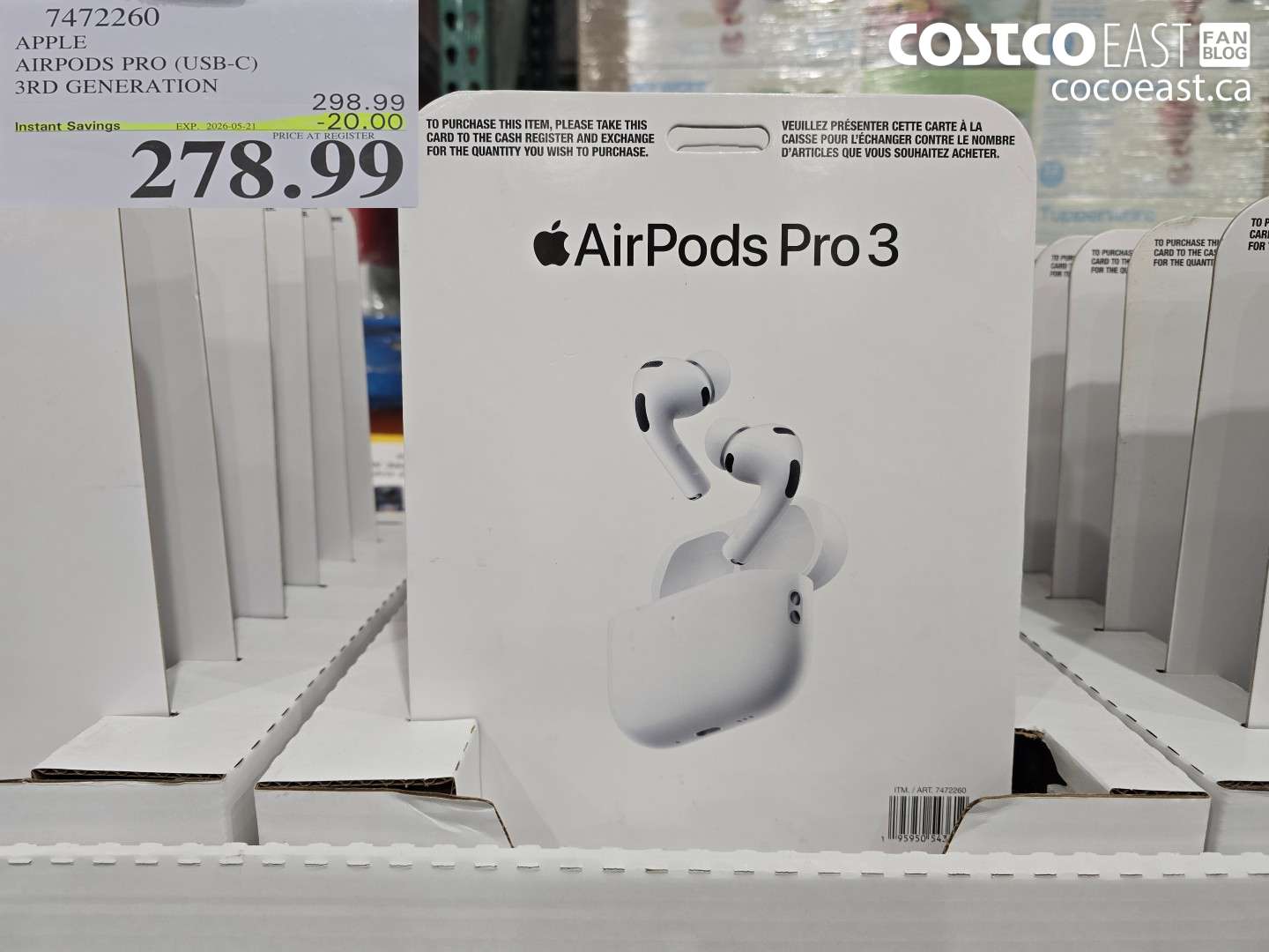 7472260 APPLE AIRPODS PRO (USB-C) 3RD GENERATION ($20.00 INSTANT SAVINGS EXPIRES ON 2026-05-21) $278.99