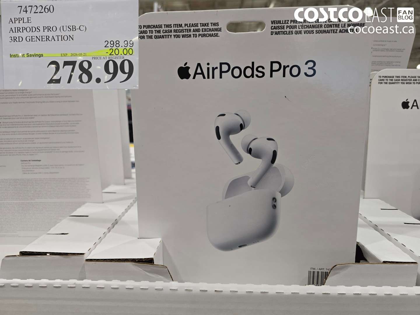 7472260 APPLE AIRPODS PRO (USB-C) 3RD GENERATION ($20.00 INSTANT SAVINGS EXPIRES ON 2026-05-21) $278.99