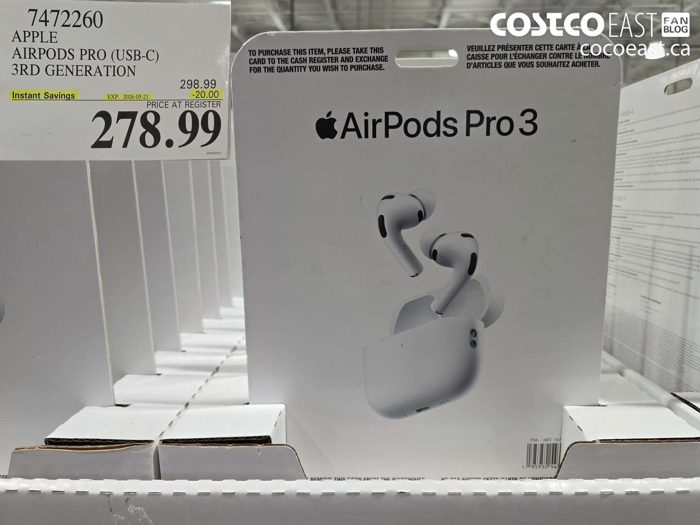7472260 APPLE AIRPODS PRO (USB-C) 3RD GENERATION ($20.00 INSTANT SAVINGS EXPIRES ON 2026-05-21) $278.99