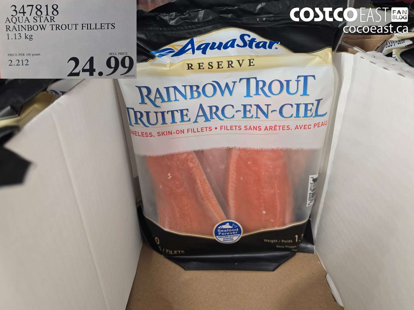 347818 AQUA STAR RAINBOW TROUT FILLETS 1.13 KG $24.99