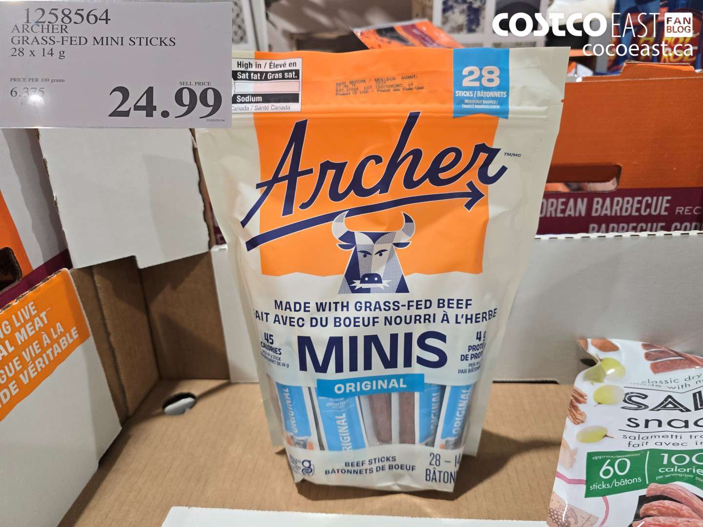 1258564 ARCHER GRASS-FED MINI STICKS 28 X 14 G $24.99