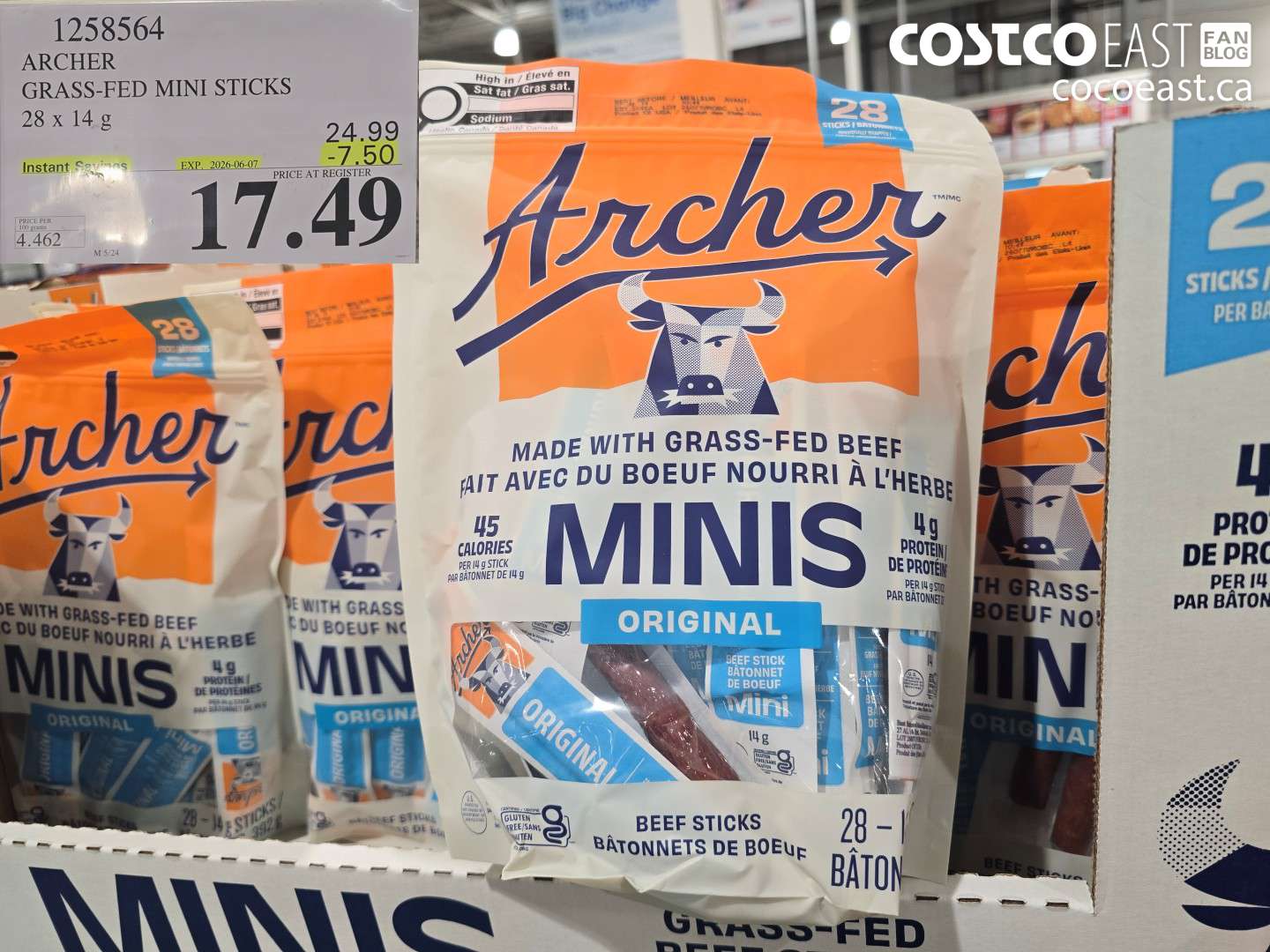 1258564 ARCHER GRASS-FED MINI STICKS 28 X 14 G ($7.50 INSTANT SAVINGS EXPIRES ON 2026-06-07) $17.49