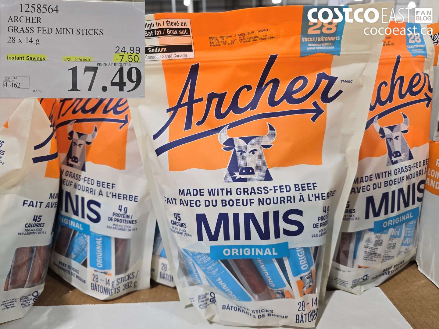 1258564 ARCHER GRASS-FED MINI STICKS 28 X 14 G ($7.50 INSTANT SAVINGS EXPIRES ON 2026-06-07) $17.49