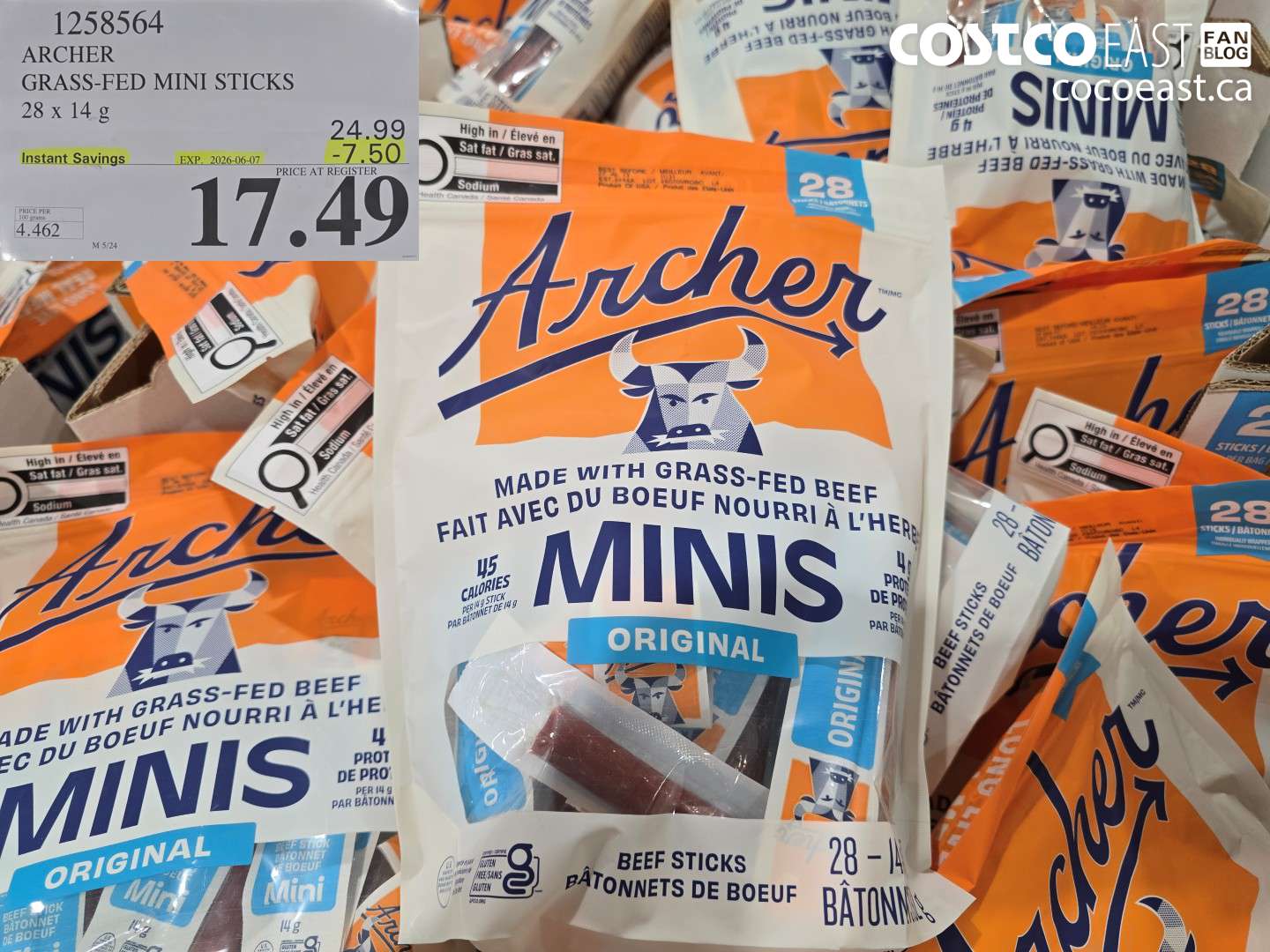 1258564 ARCHER GRASS-FED MINI STICKS 28 X 14 G ($7.50 INSTANT SAVINGS EXPIRES ON 2026-06-07) $17.49