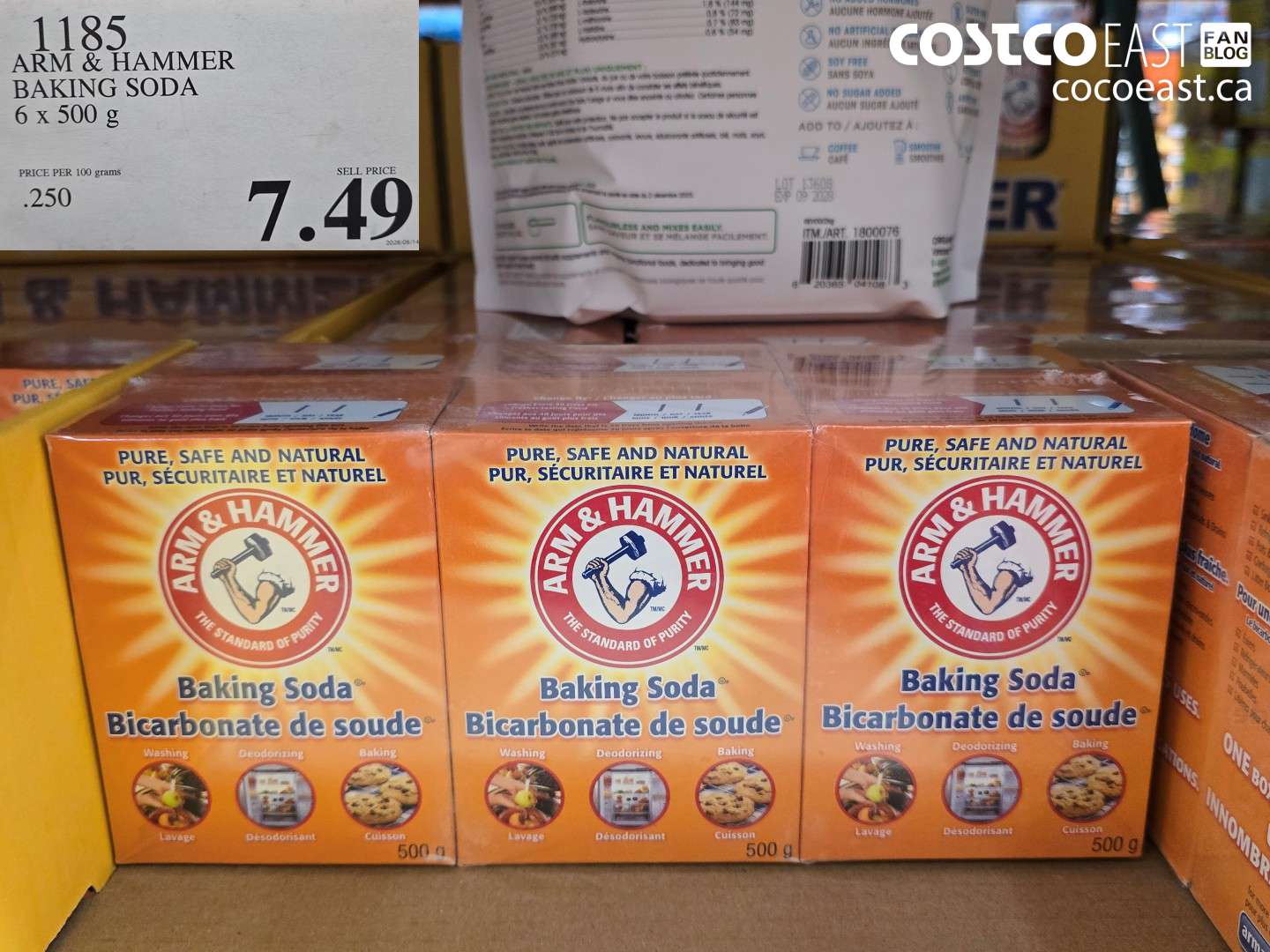 1185 ARM & HAMMER BAKING SODA 6 X 500 G $7.49