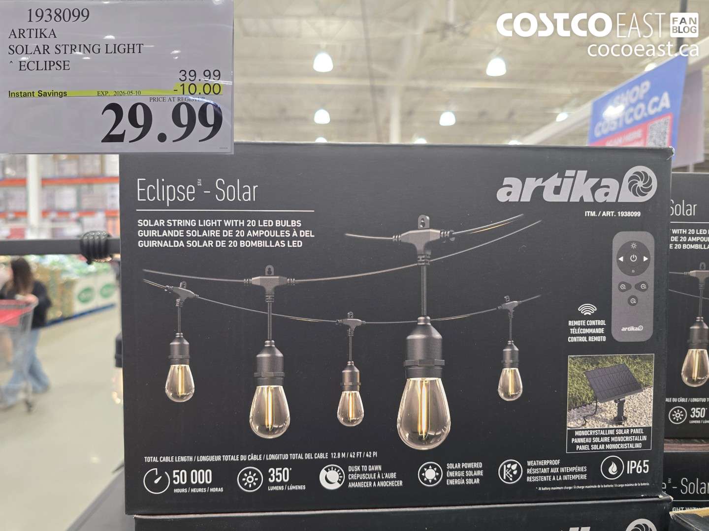 1938099 ARTIKA SOLAR STRING LIGHT ECLIPSE ($10.00 INSTANT SAVINGS EXPIRES ON 2026-05-10) $29.99