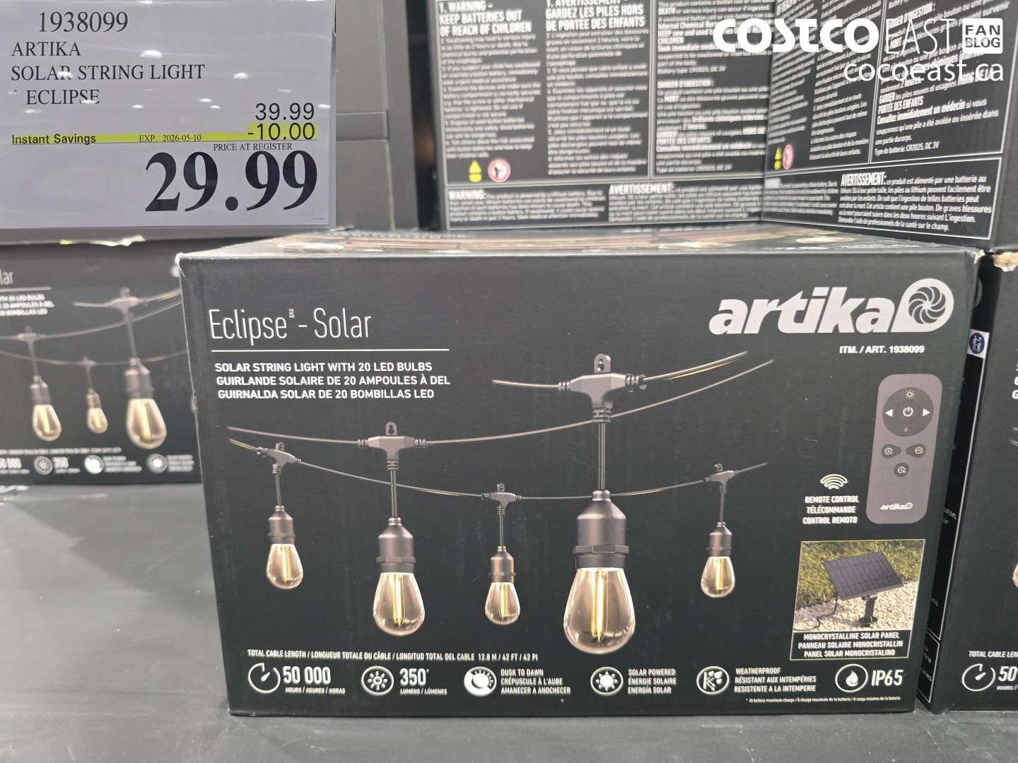 1938099 ARTIKA SOLAR STRING LIGHT ECLIPSE ($10.00 INSTANT SAVINGS EXPIRES ON 2026-05-10) $29.99