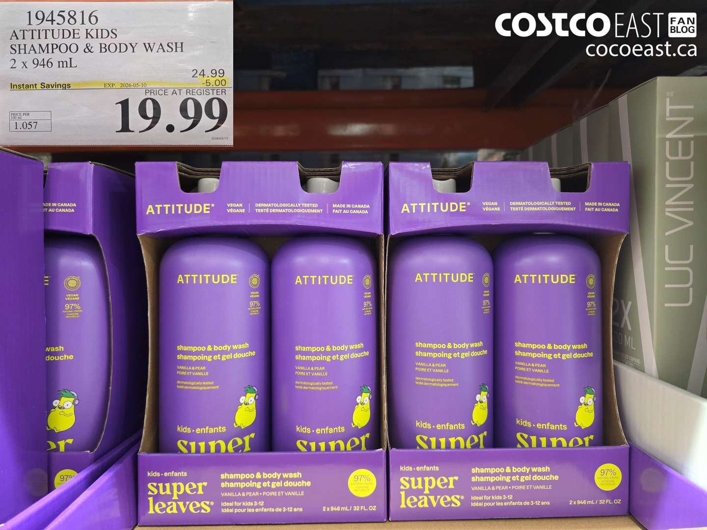 1945816 ATTITUDE KIDS SHAMPOO & BODY WASH 2 X 946 ML ($5.00 INSTANT SAVINGS EXPIRES ON 2026-05-10) $19.99