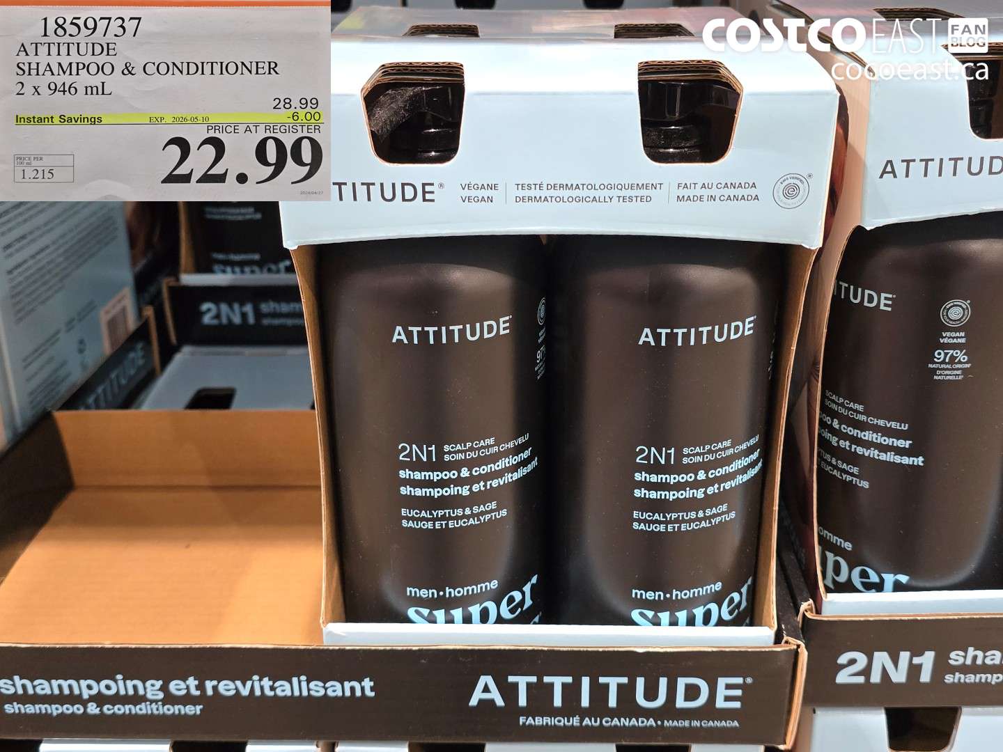 1859737 ATTITUDE SHAMPOO & CONDITIONER 2 X 946 ML ($6.00 INSTANT SAVINGS EXPIRES ON 2026-05-10) $22.99