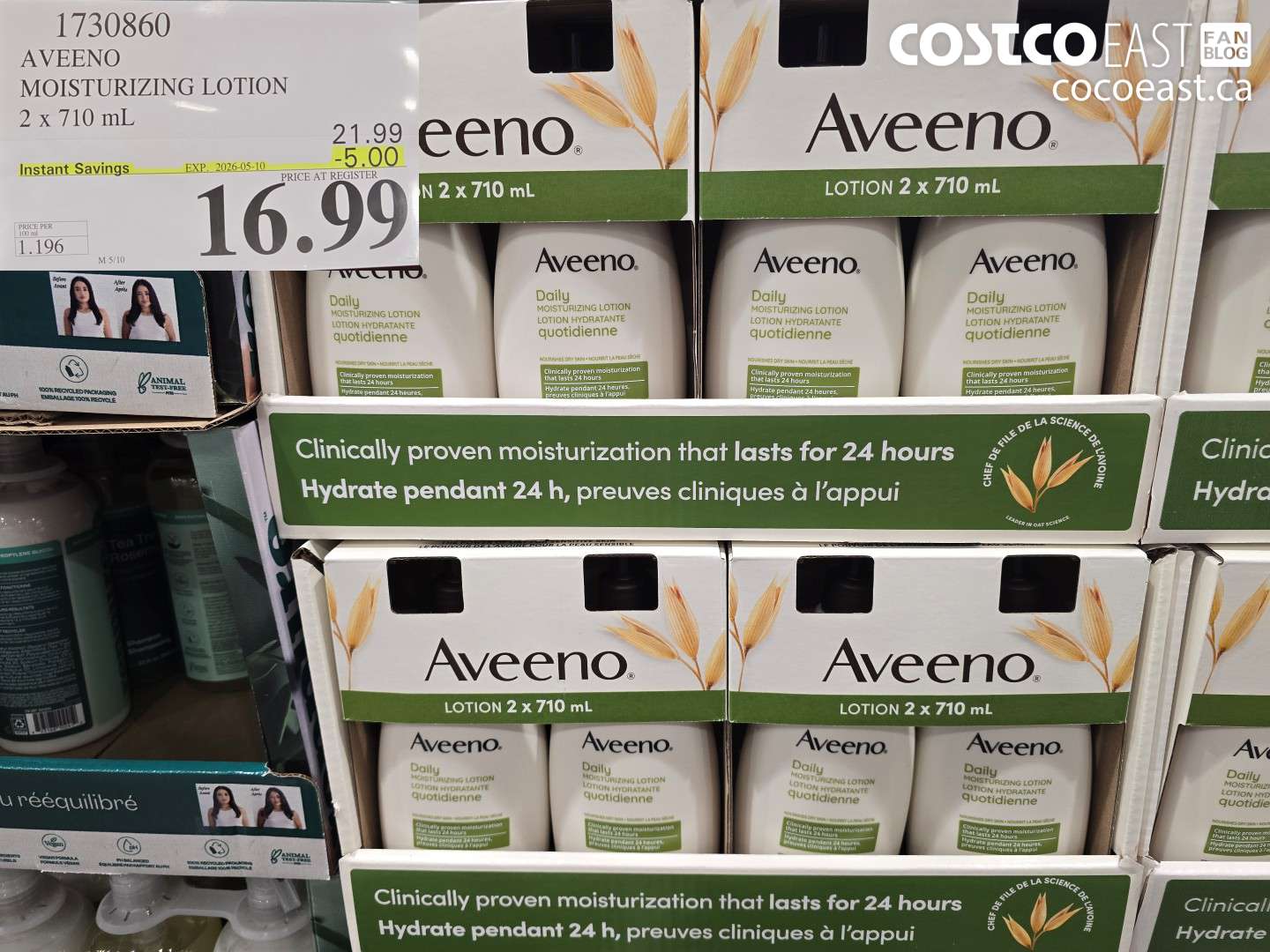 1730860 AVEENO MOISTURIZING LOTION 2 X 710 ML ($5.00 INSTANT SAVINGS EXPIRES ON 2026-05-10) $16.99